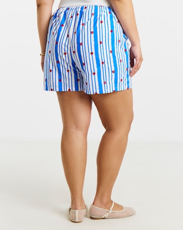 Blue Stripe Embroidered Short