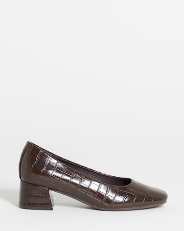 Heavenly Soles Catherine Low Block Heel Court Shoes - Wide Fit (E)