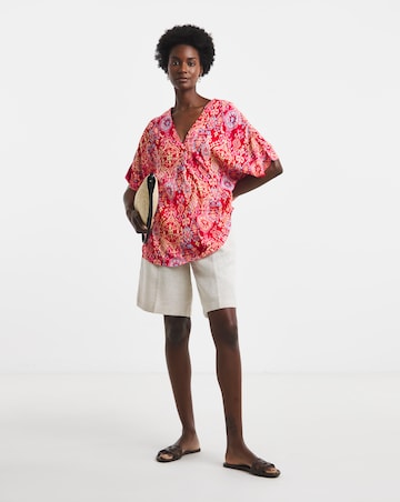 Printed Textured Crinkle Tunic Top