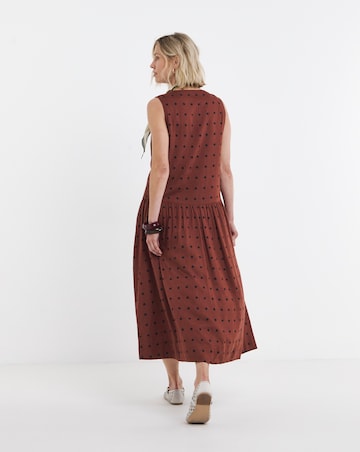 Linen Drop Waist Button Through Dress