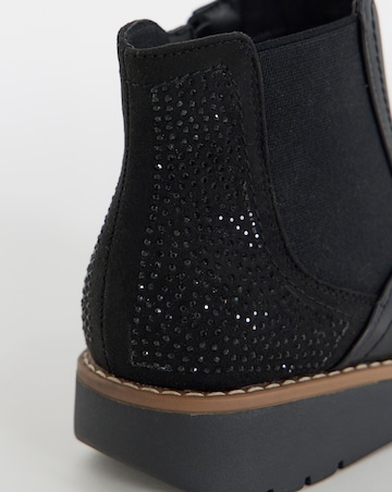 Cushion Walk Chelsea Ankle Boots With Sparkle Back - Wide Fit (E)