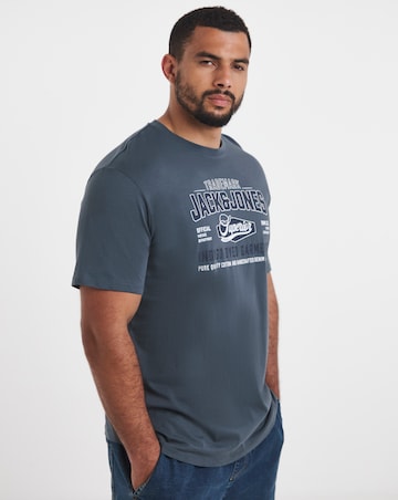 Jack & Jones Graphic Logo Tee - Grey Blue