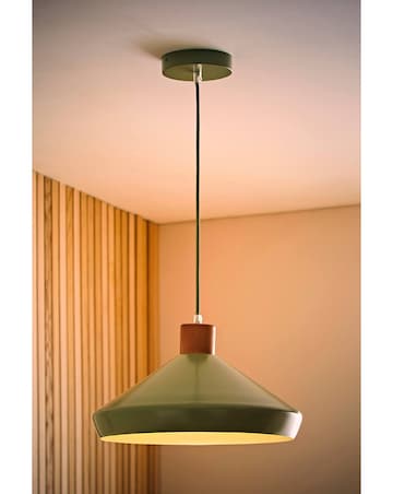 ValueLights Parker Green & Walnut Pendant Light