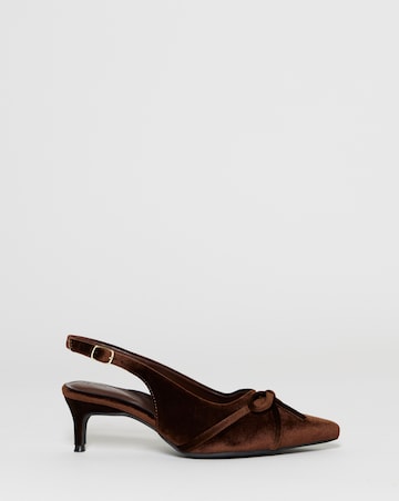 Leila Velvet Bow Slingback Heeled Shoes - Wide Fit (E)