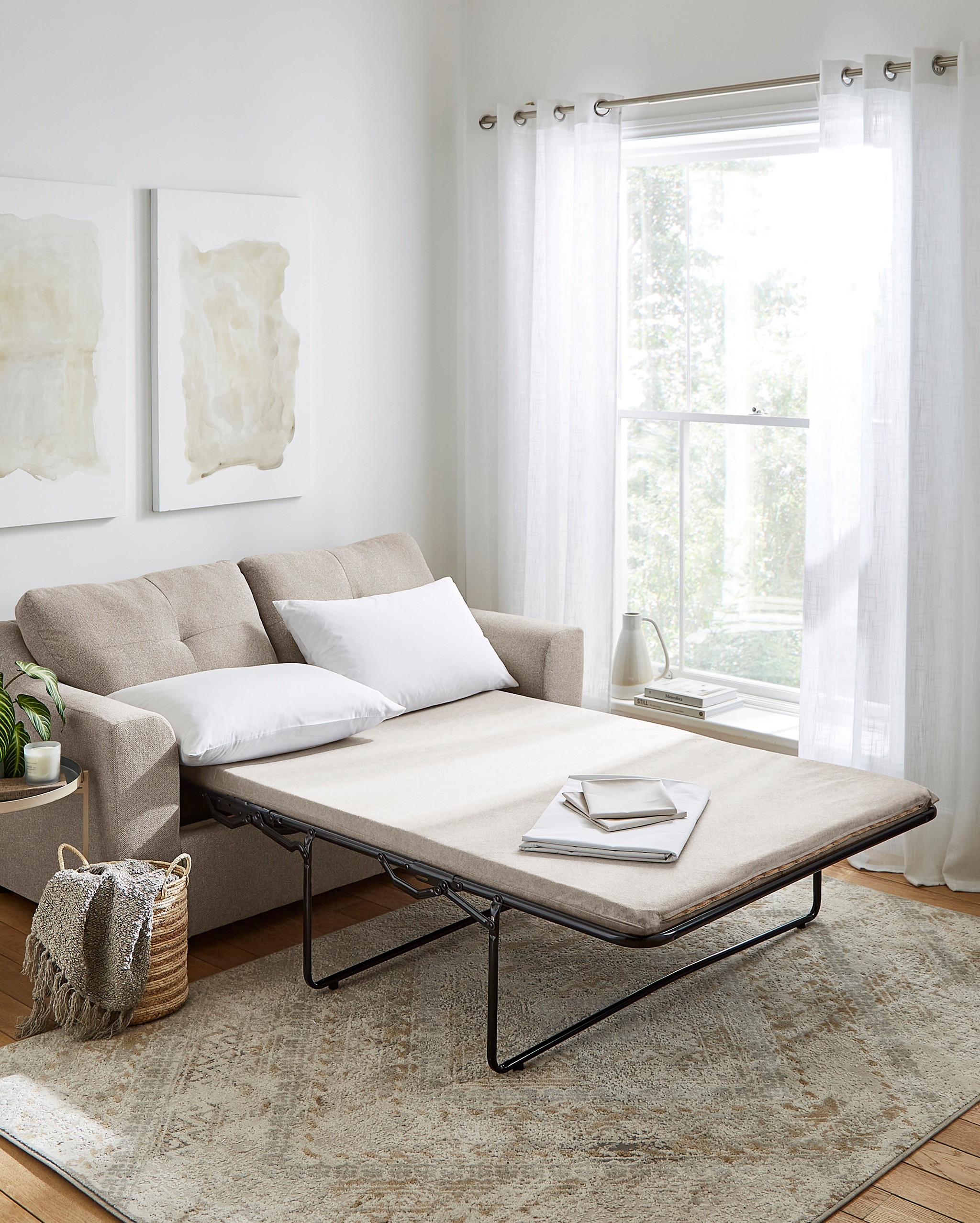Sofa bed in oatmeal