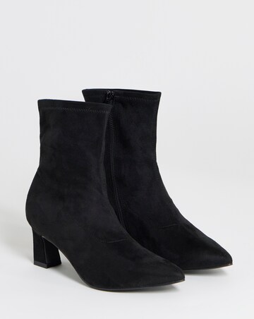 Julia Pointed Toe Heeled Ankle Sock Boots - Wide Fit (E)