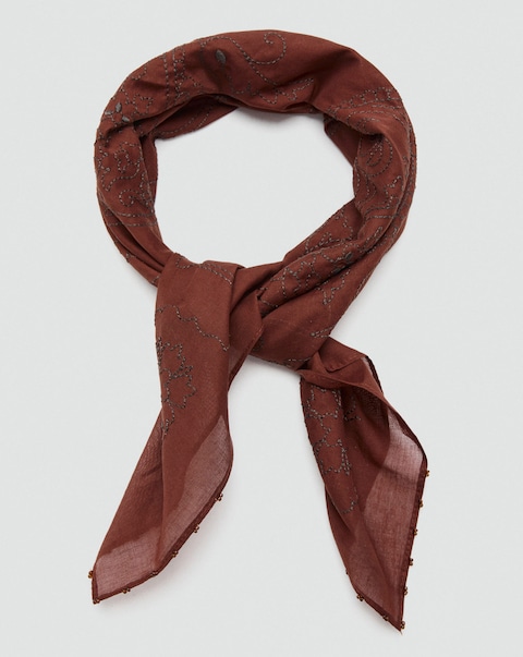 Mango Floral Embroidered Square Scarf