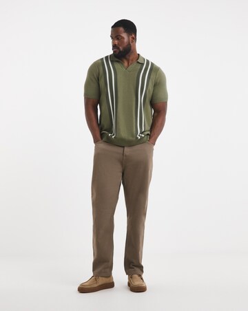 Stripe Open Neck Knitted Polo