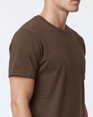 Pure Cotton Crew Neck T-Shirt Long - Brown