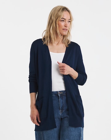 Navy Longline Edge To Edge Cardigan