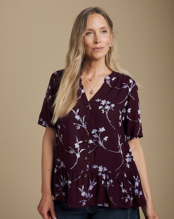 Julipa Printed Button Down Peplum Blouse