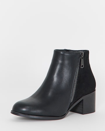 Cushion Walk Side Zip Heeled Shoe Boots - Wide Fit (E)