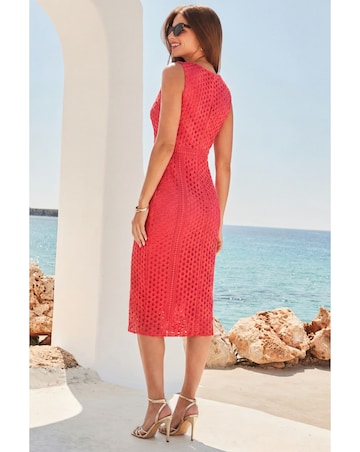 Sosander Coral Lace Midi Dress