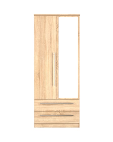 Osprey Ready Assembled 2 Door 2 Drawer Mirrored Wardrobe - Kids