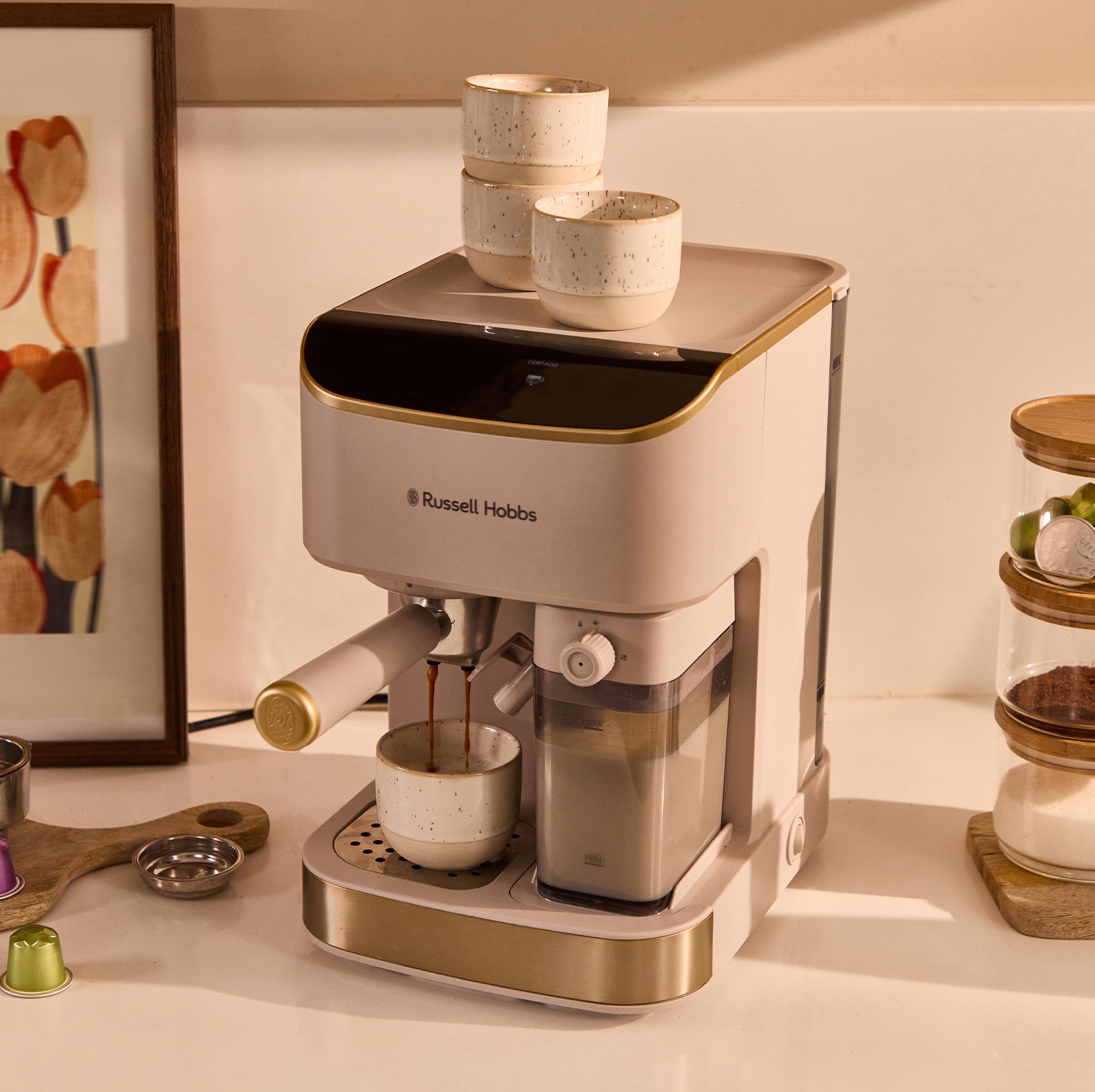 A Russell Hobbs coffee machine appliance