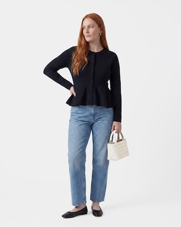 Round Neck Peplum Cardigan