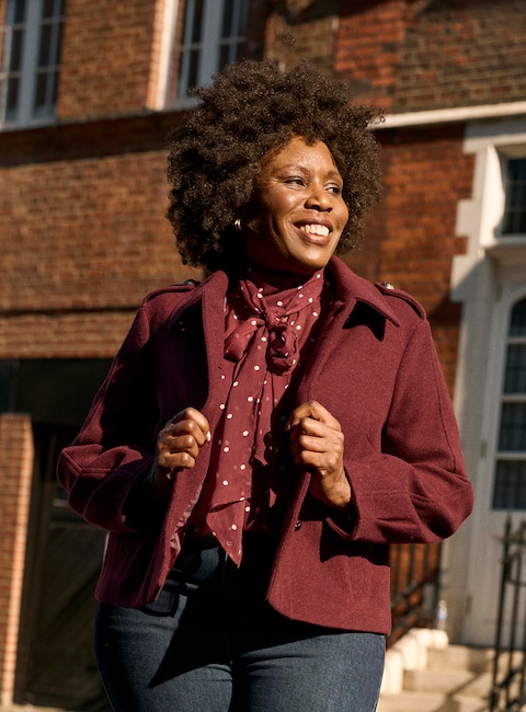 Burgundy Short Button Front Jacket