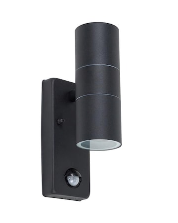 ValueLights Black Outdoor Up Down IP44 PIR Motion Sensor Light - Bulb Included
