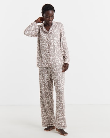 Pretty Secrets Animal Print Soft Knit Button Through Pyjama Set