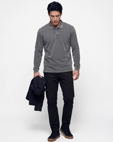Union Garment Dyed Long Sleeve Polo-Grey