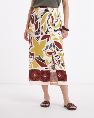 Graphic Print Midi Wrap Skirt