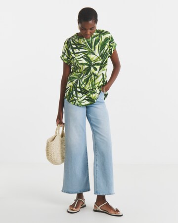 Pure Cotton Longline Short Sleeve Curved Hem Top