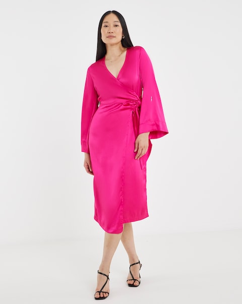 Satin Wrap Dress