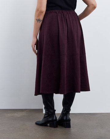 Simply Be Plum Suedette Seam Detail Midi Skirt