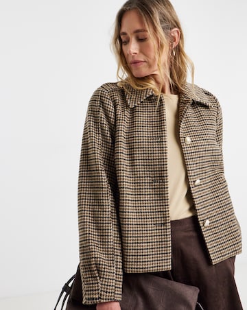 Check Short Button Front Jacket