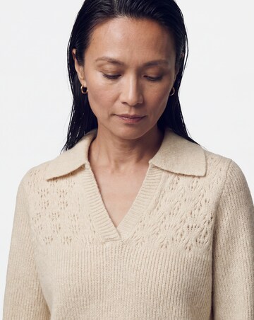 Pointelle Henley Knitted Jumper