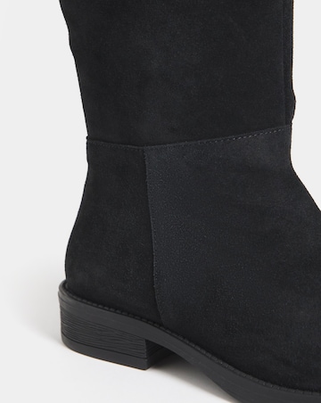 Krista Suede Pull On Knee High Boots - Extra Wide Fit (EEE) & Super Curvy Calf