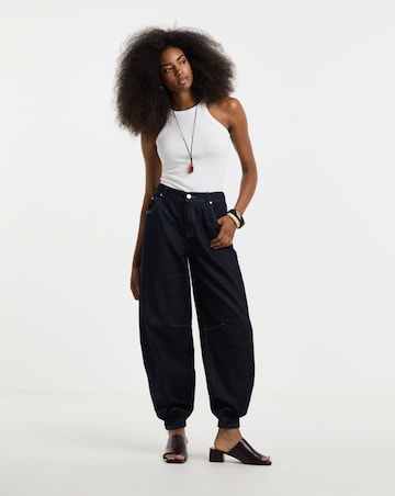 Indigo Cuffed Denim Balloon Jeans