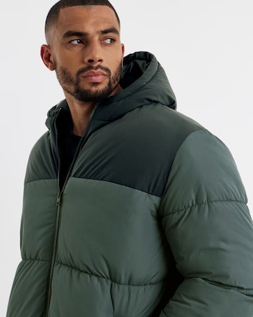 Jack & Jones Raze Hooded Puffer Coat - Grey