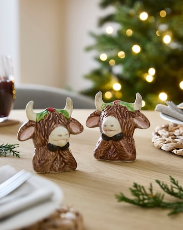 Highland Cow Ceramic Salt & Pepper Shakers
