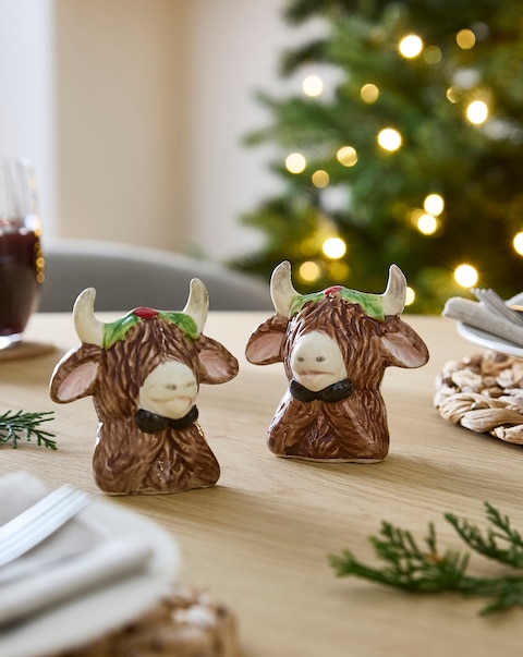 Highland Cow Ceramic Salt & Pepper Shakers