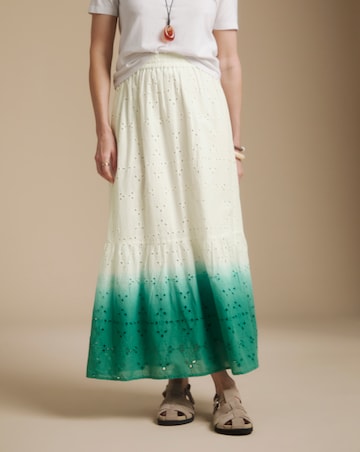 Julipa White Ombre Pure Cotton Broderie Skirt