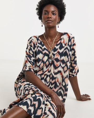 Textured Crinkle Kaftan Overhead Midi Dress
