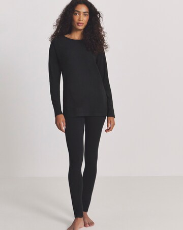 Pretty Secrets Thermal Brushed Fleece Long Sleeve Top Black