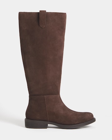 Krista Suede Pull On Knee High Boots - Extra Wide Fit (EEE) & Super Curvy Calf