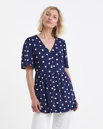 Angel Sleeve Button Front Longline Top