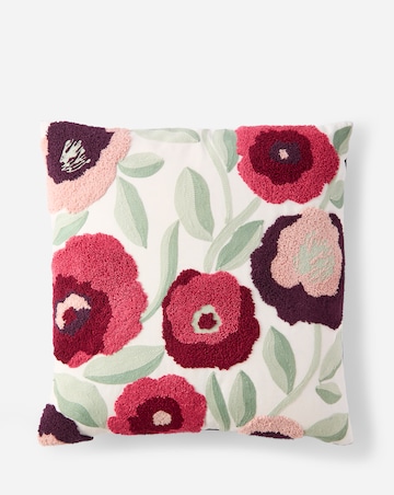 Embroidered Floral Boucle Cushion