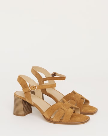 Greta Woven Detail Block Heel Sandals - Wide Fit (E)