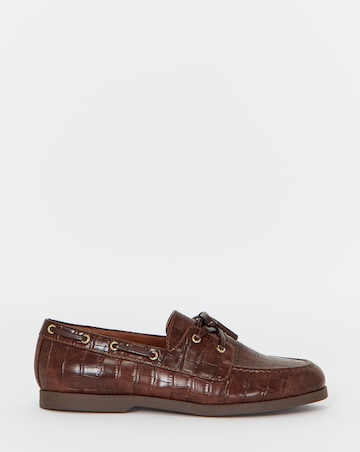 Delly Croc Effect Boat Shoes - Wide Fit (E)