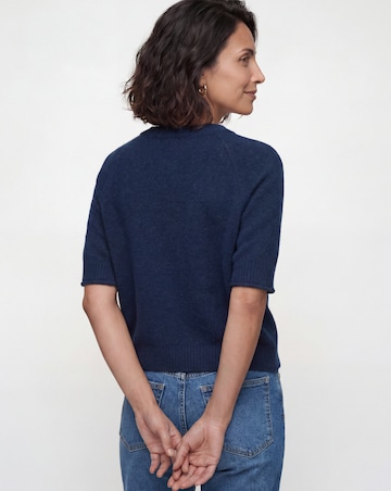 Blue Fine Knit Short Sleeve Cardigan