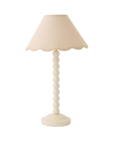 ValueLights Bobble Cream Table Lamp with Natural Trim Scallop Shade