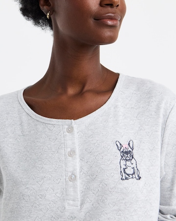 Pretty Secrets Henley Top And Check Bottom Cotton Pyjama Set