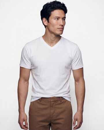 Pure Cotton V Neck T-Shirt Extra Long- White