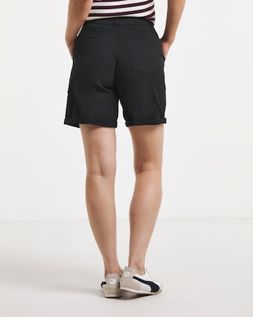 Black Stretch Cotton Cargo Shorts