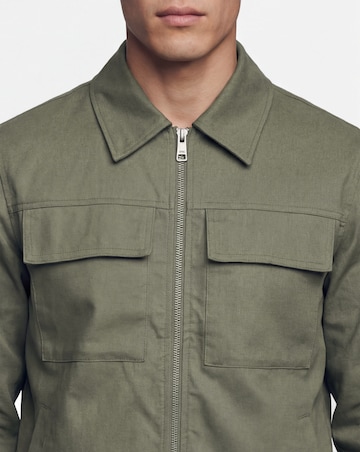 Olive Linen Harrington Jacket