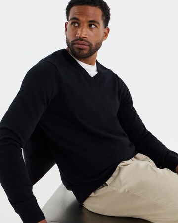 Cotton Knitted V Neck Jumper Long